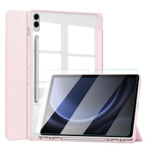 Capinha acrílica samsung tab s9 fe+ + vidro, rosa claro