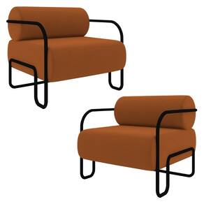Poltrona Decorativa para Sala Industrial Kit 2 Kira K04 Veludo Telha - Mpozenato