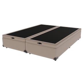Cama Box com Baú King Bege de Madeira 193cm KazaMix