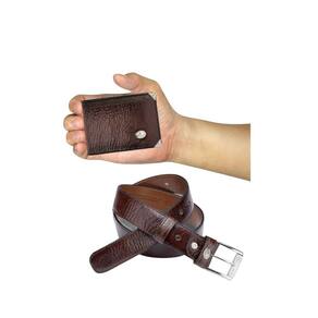 Kit Carteira Pequena Mitty Couro + Cinto Mitty M0 S4 Cafe