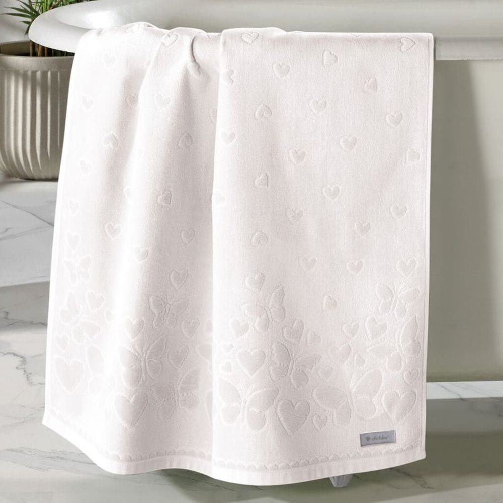 Toalha de Rosto Velour Jacquard Döhler Romance Aveludada - Branca