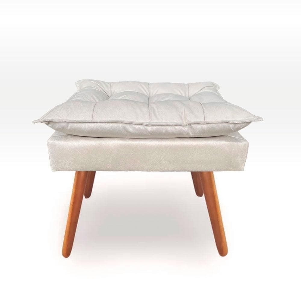 Puff opala pés palito suede bege linha alta