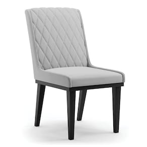 Cadeira Sala de Jantar Base Madeira Preto Sofia Suede Cinza D03 - D`Rossi