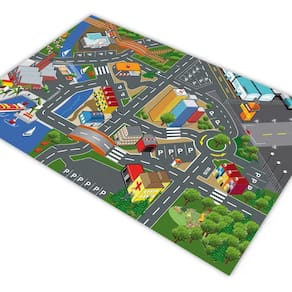 Tapete pista carrinhos hotcars cais lago prédio 1,4x1,0m