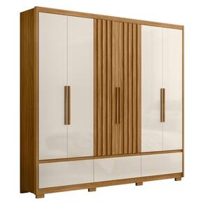 Guarda Roupa Casal 6 Portas 5 Gavetas 240cm Arizona M07 Freijó/Off White - Mpozenato