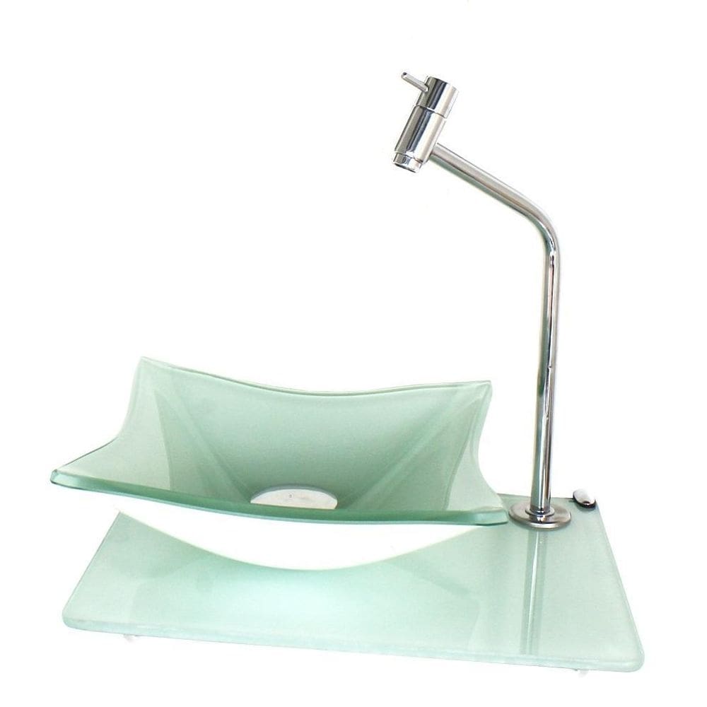 Kit cuba de vidro quadrada 10mm com tampo 40cm branco full