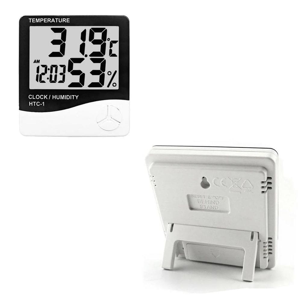 Termo-higrômetro digital relógio umidade e temperatura do ar