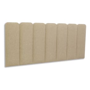 Cabeceira Casal Estofada Kit 7 Placas Arredondada - Linho Bege