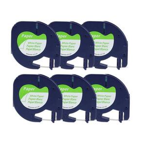 Kit 6 fitas compatível dymo letratag 91200 papel