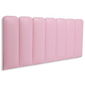 Cabeceira Casal Estofada Kit 7 Placas Arredondada - Courino Rosa