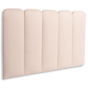 Cabeceira Solteiro Estofada Kit 5 Placas Arredondada - Suede Creme / Off White