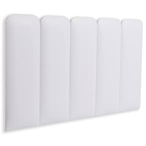 Cabeceira Solteiro Estofada Kit 5 Placas Arredondada - Courino Branco