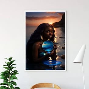 Quadro Iemanjá Negra - Espelho 33X24Cm