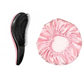 Kit toca cetim anti frizz + escova pente mágica para cabelo