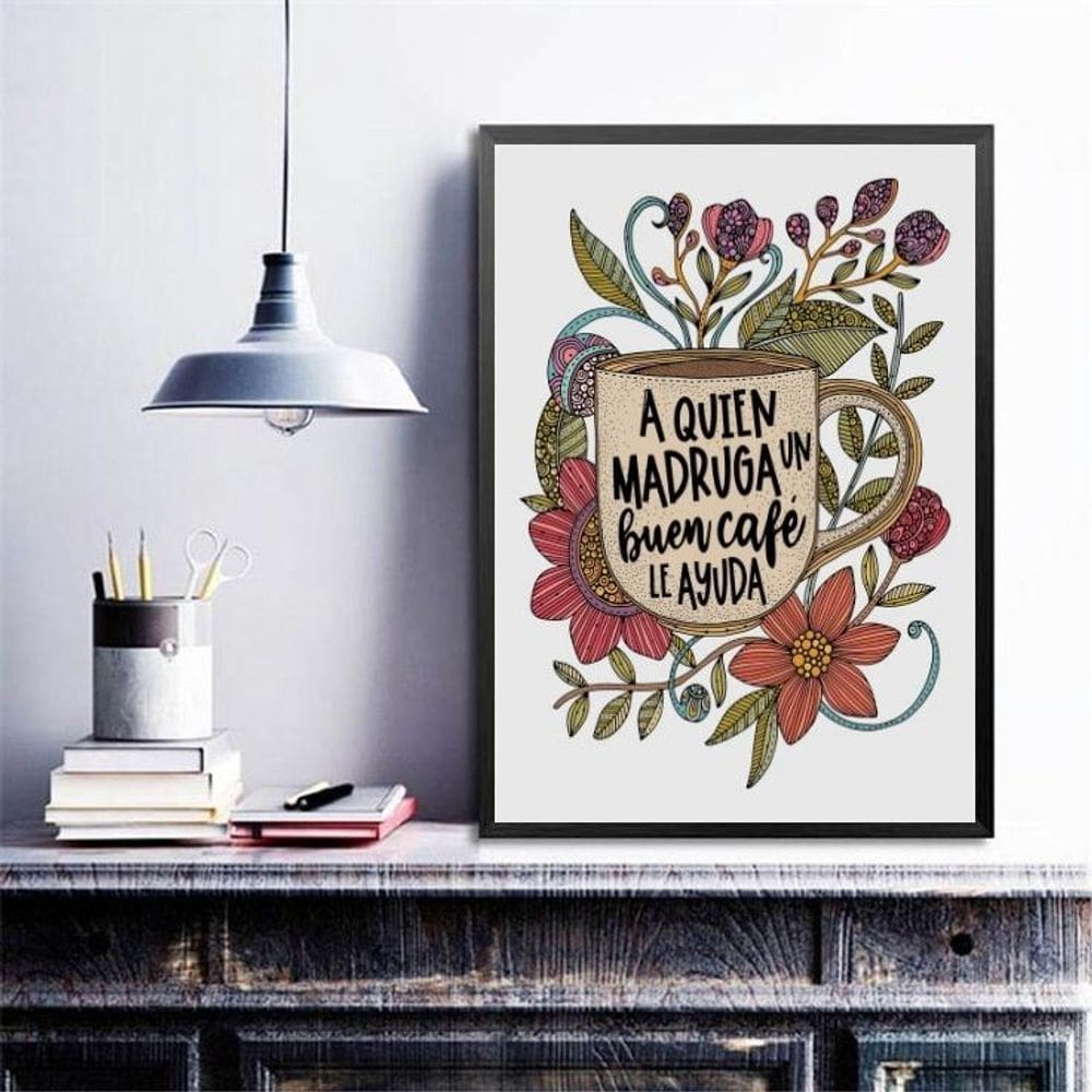 Quadro Café Com Flores - Buen Café 33X24Cm