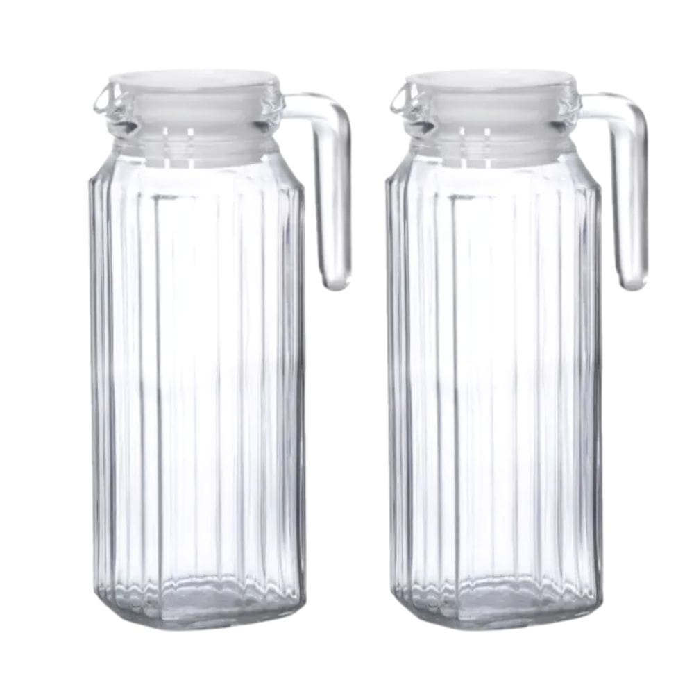 Kit Conjunto 2 Jarra Clássica De Vidro P/ Suco Água 1 Litro