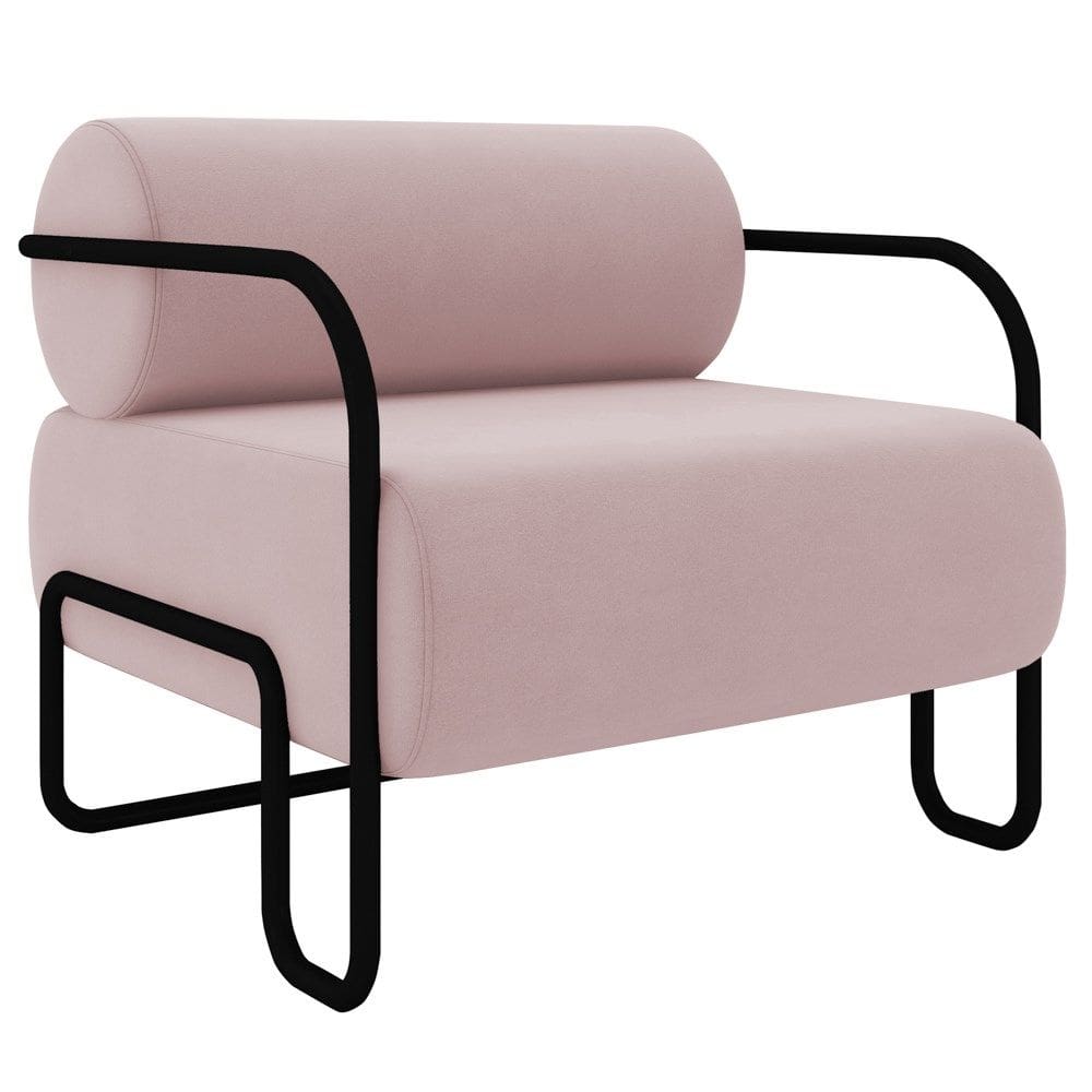 Poltrona Decorativa para Sala Industrial Kira K04 Veludo Rosê - Mpozenato