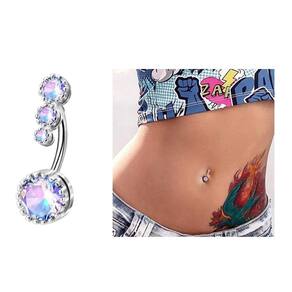 Piercing de umbigo invertido dourado prata furtacor zirconia