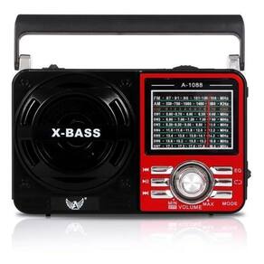 Rádio retro vintage bluetooth portátil amfm mp3usb vermelho