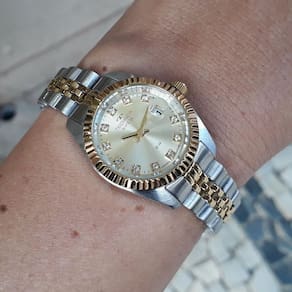 Relogio technos feminino bicolor prata e dourado 2015cem/1x