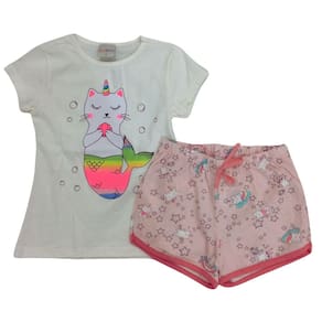 Pijama Verão Tink Bink Fem Infantil Off e Rose