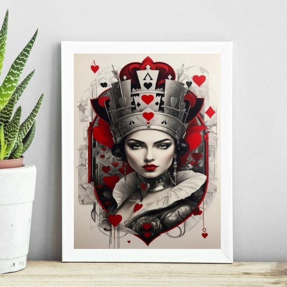 Quadro Decorativo Rainha De Copas 45X34Cm - Com Vidro