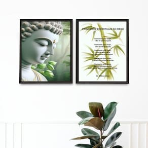 Kit 2 Quadros Princípios Do Reiki - Buda 45X34Cm - Com Vidro