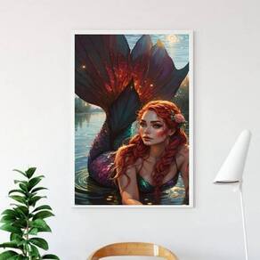 Quadro Arquétipo Sereia Ruiva 45X34Cm - Com Vidro