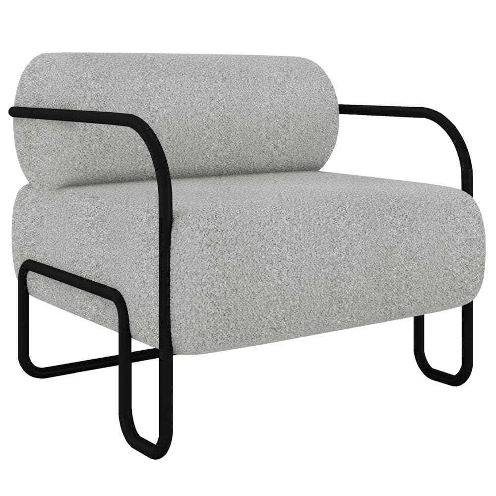 Poltrona Decorativa para Sala Industrial Kira K04 Bouclê Cinza Claro - Mpozenato