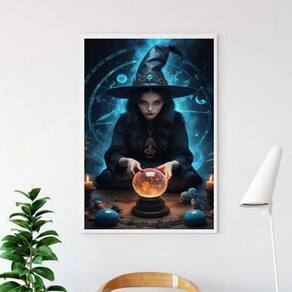 Quadro Decorativo Bruxa Vidente 33X24Cm - Com Vidro