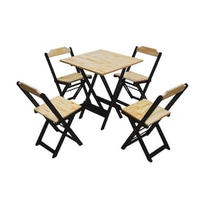 Conjunto Dobravel para Bar Mesa 70x70 com 4 Cadeiras Soberando - Natural/preto