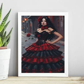 Quadro Decorativo Cigana Sete Saias 45X34Cm - Com Vidro