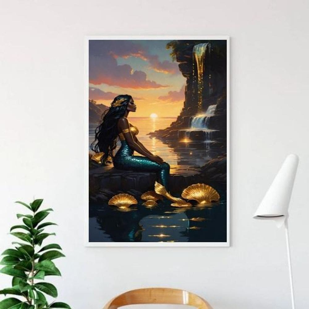 Quadro Arquétipo Sereia Negra 24X18Cm - Com Vidro