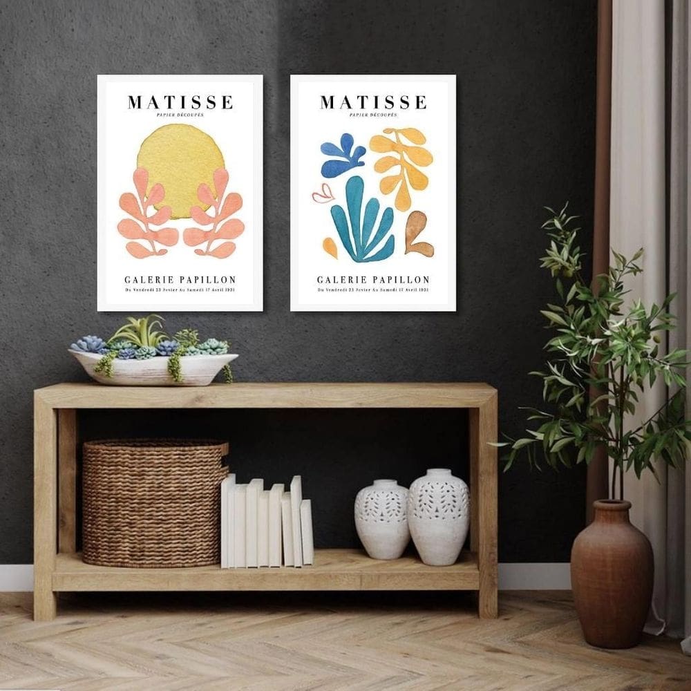 Kit 2 Quadros Arte Matisse Aquarela 33X24Cm - Com Vidro