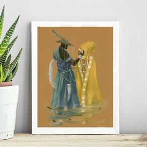 Quadro Candomblé Oxum E Logun 24X18Cm - Com Vidro