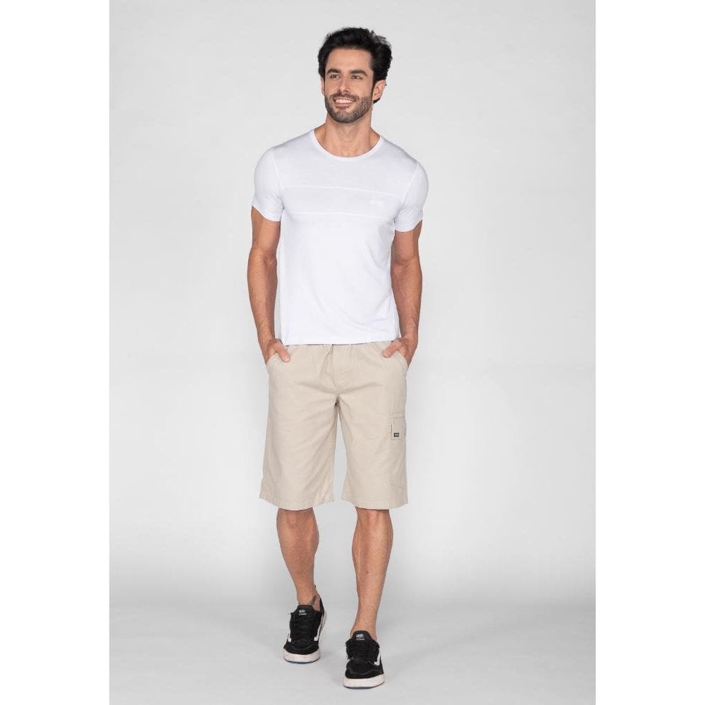 Bermuda Macaw Elástico Sarja 7813 Bege [F075]