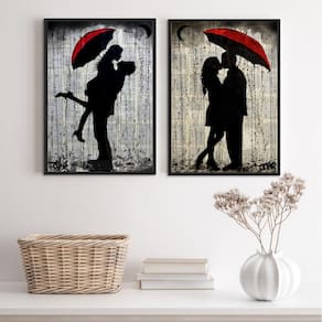 Kit 2 Quadros Românticos Casal Sombrinha 33X24Cm - Com Vidro