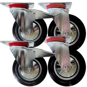 4 Rodízio Borracha 2 Com 2 Sem Trava 6" Pol 160mm Beltools