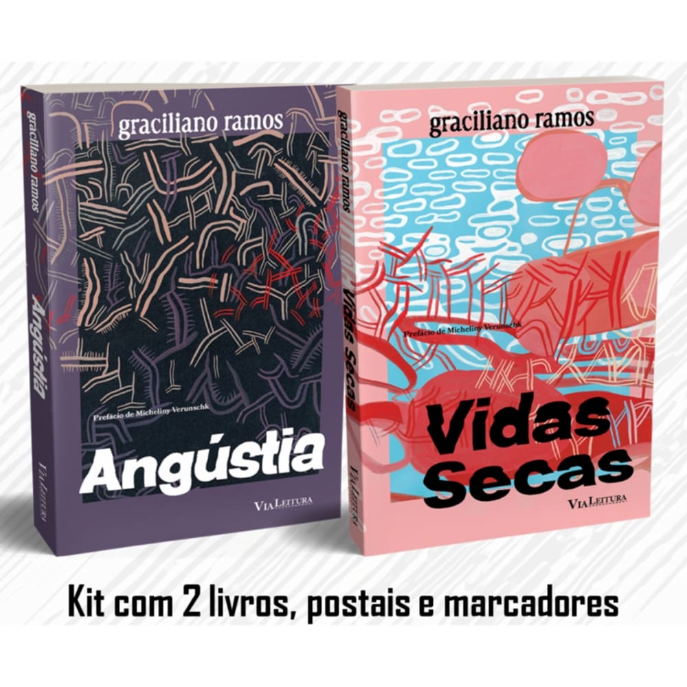 Graciliano Ramos – Vidas Secas + Angústia - Kit com 2 livros, postais e marcadores