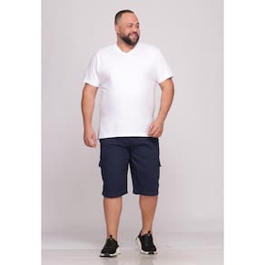 Bermuda Macaw 7853 Azul Marinho Elastico Plus Size