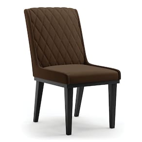 Cadeira Sala de Jantar Base Madeira Preto Sofia Suede Marrom D03 - D`Rossi