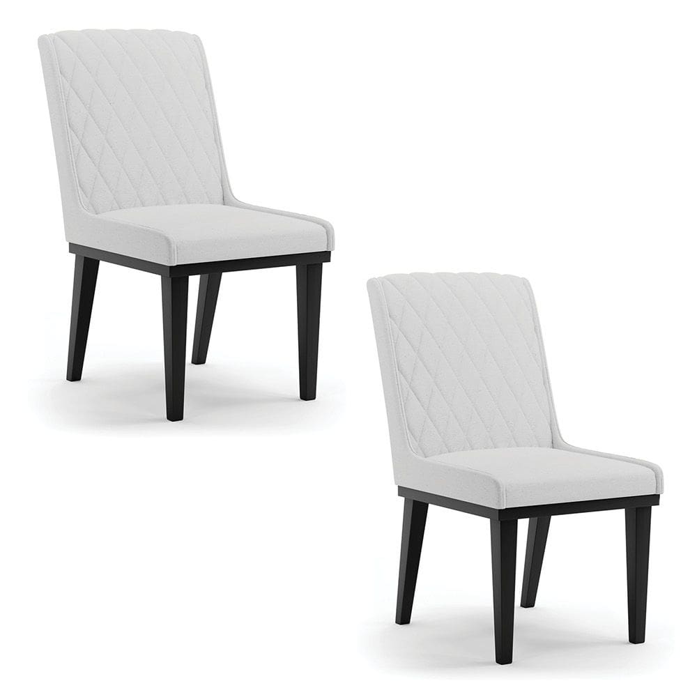 Cadeira Sala de Jantar Base Madeira Preto kit 2 Sofia Linho Cinza A05 D03 - D`Rossi