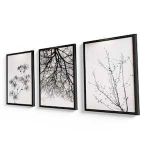 Quadro decorativo árvores minimalista moldura preta