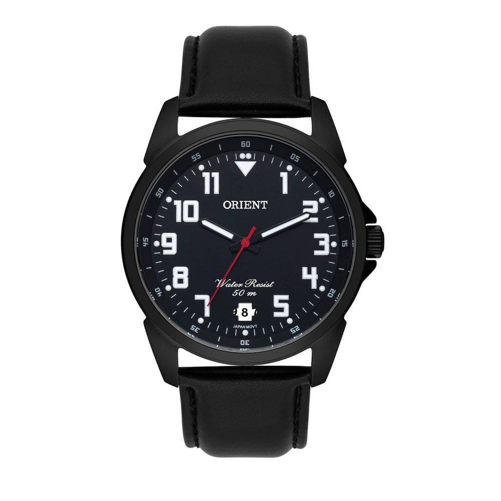 Relógio orient masculino mpsc1009 p2px preto couro analogico