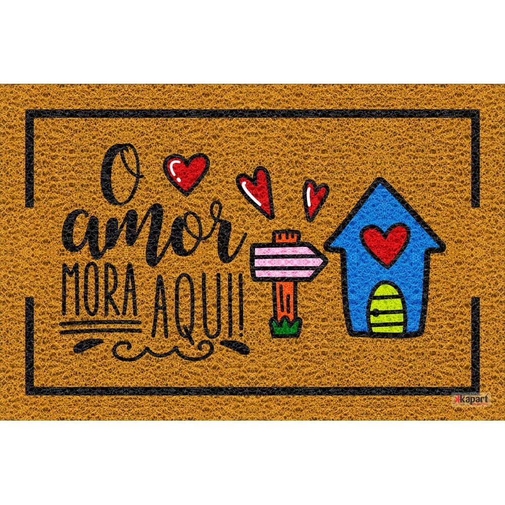 Tapete capacho o amor mora aqui 60x40