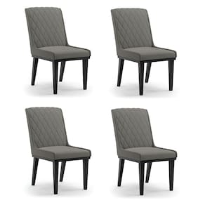 Cadeira Sala de Jantar Base Madeira Preto Kit 4 Sofia Suede Grafite D03 - D`Rossi