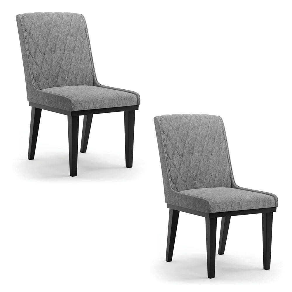 Cadeira Sala de Jantar Base Madeira Preto kit 2 Sofia Linho Grafite A26 D03 - D`Rossi