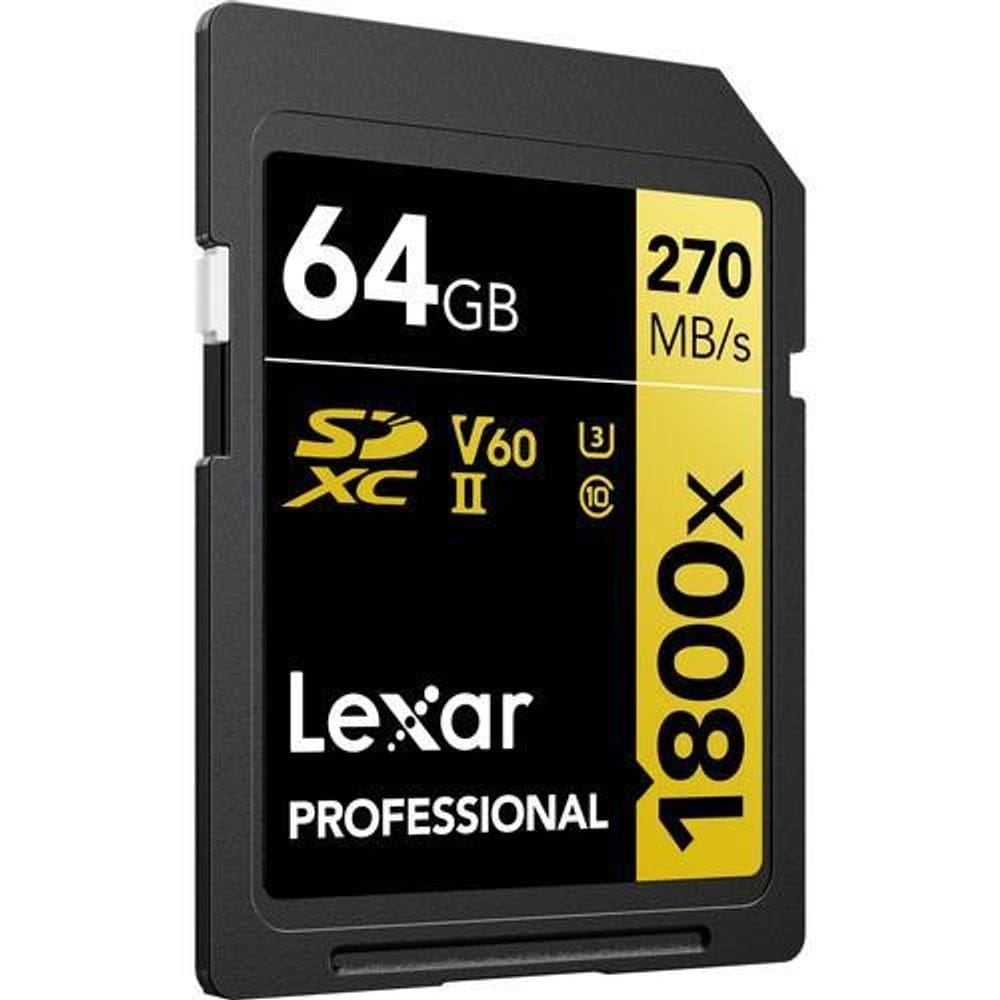 Cartão de memória lexar sd xc 64gb 1800x uhs-ii 270mb/s gold