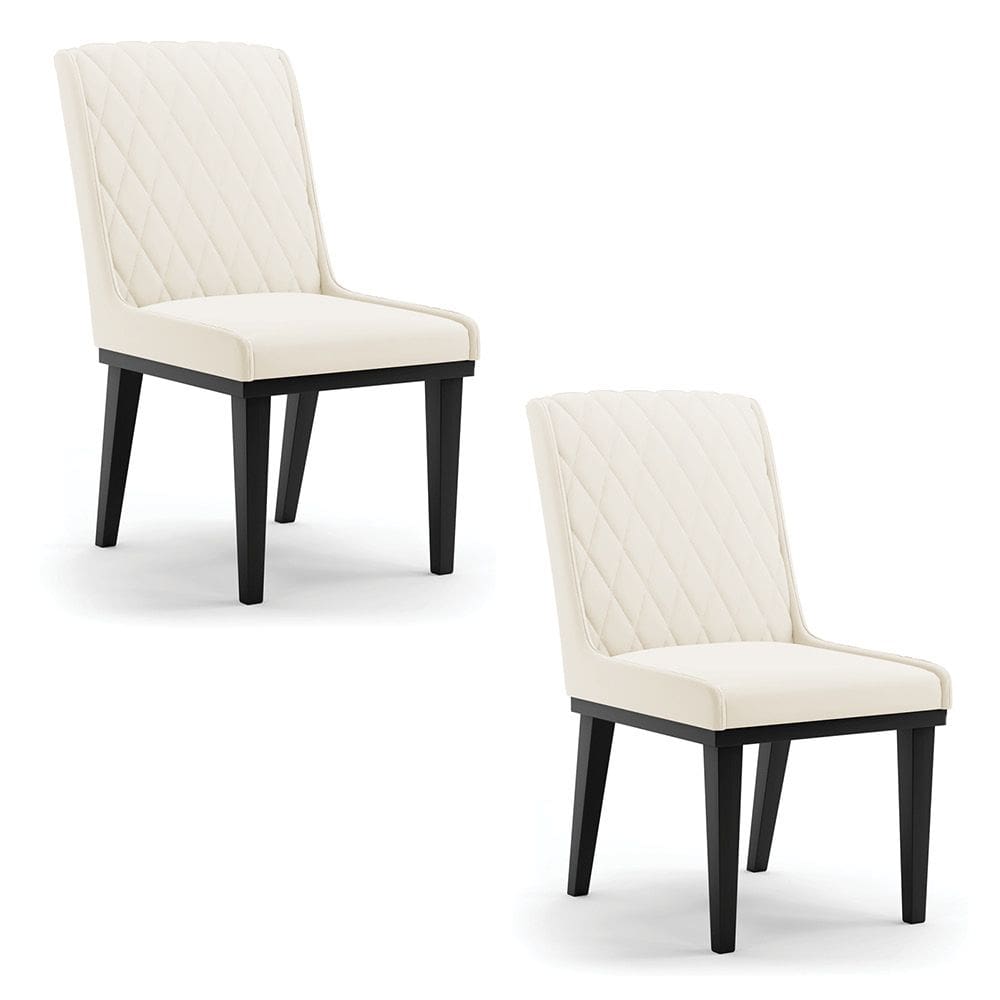 Cadeira Sala de Jantar Base Madeira Preto Kit 2 Sofia Veludo Bege D03 - D`Rossi