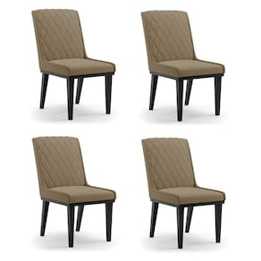 Cadeira Sala de Jantar Base Madeira Preto Kit 4 Sofia Suede Marrom Rato D03 - D`Rossi